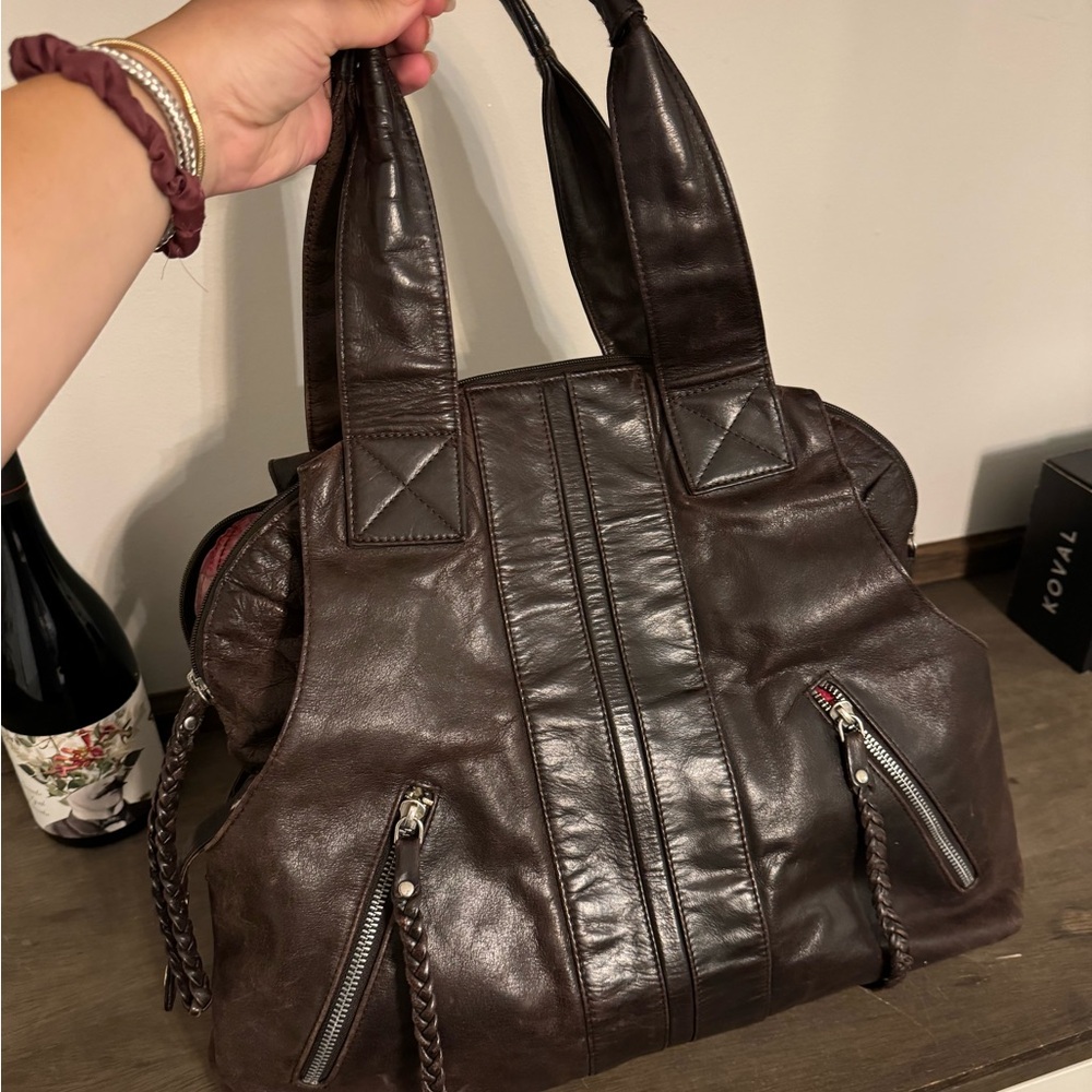 Latico USA Full Grain Leather Tote Bag Dark Brown Boutique Handbag